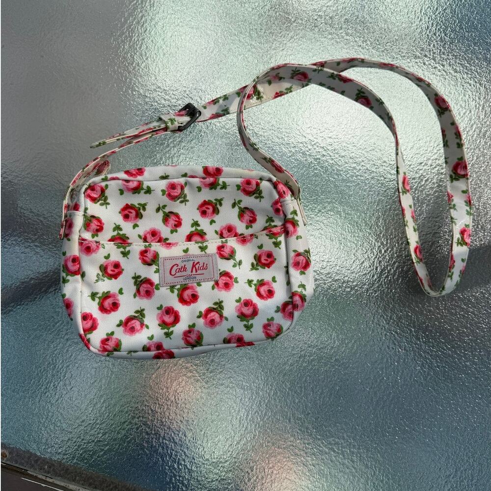 Cath Kidston Mini Crossbody Bag Pink Rose Floral Coated Canvas
